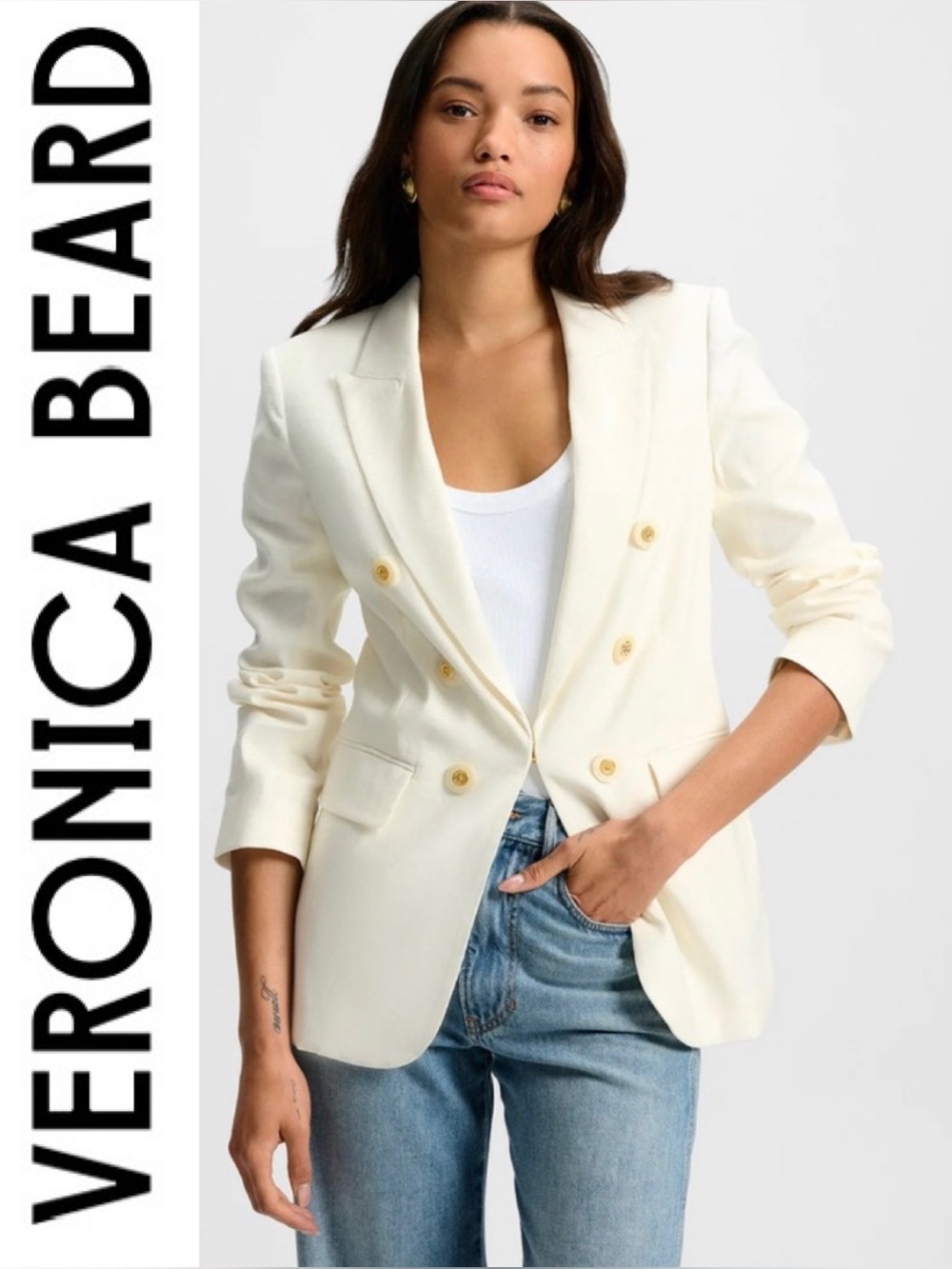 Veronica Beard Bexley Stretch Linen Blazer